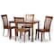Baxton Studio Erion Modern and Contemporary Walnut Brown Finished Wood 5-Piece Dining Set 184-11427-8959-Zoro - alternate 7